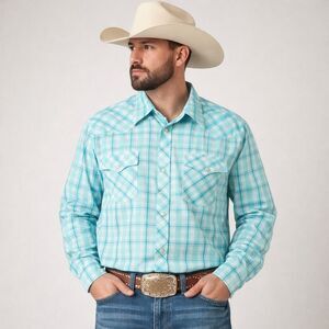 Wrangler Western Plaid Snap Shirt Coastal Cowboy Size 2XT